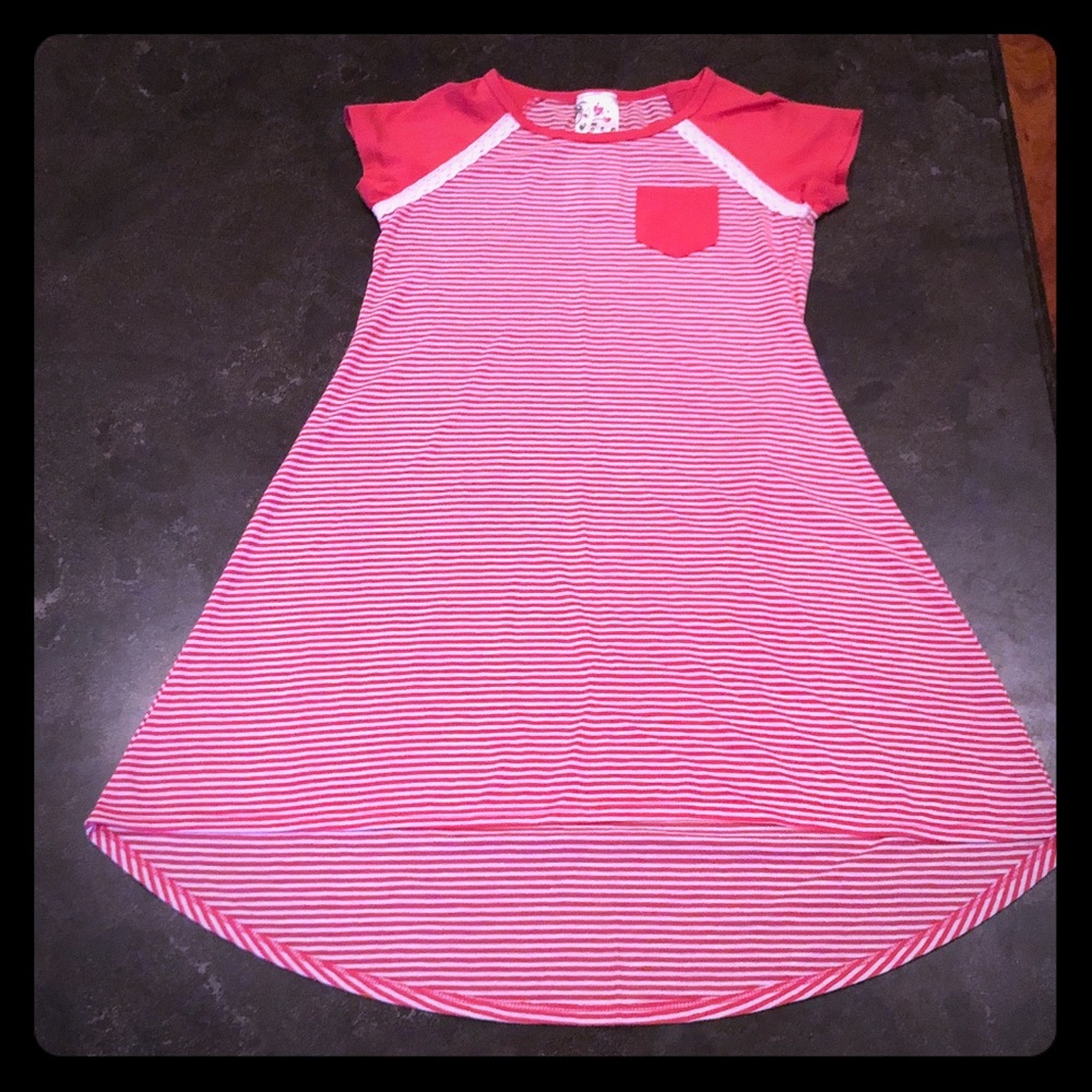 Pink & white striped hi low dress -Jenna&Jessie-10